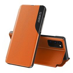   Eco Leather View Case Samsung Galaxy A21s oldalra nyíló tok, narancssárga