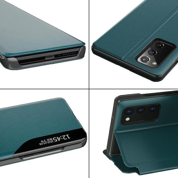 Eco Leather View Case Samsung Galaxy A72 4G/5G oldalra nyíló tok, zöld