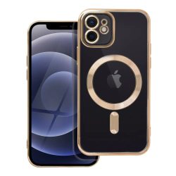   Electro Mag iPhone 12 Magsafe kompatibilis kameravédős hátlap, tok, arany-átlátszó