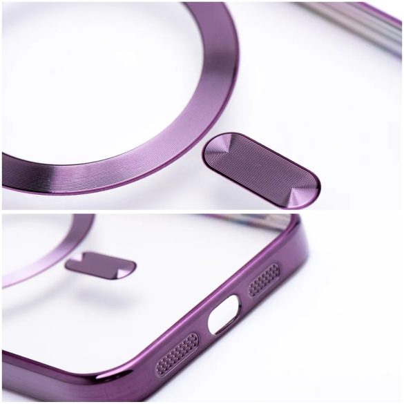 Electro Mag iPhone 12 Magsafe kompatibilis kameravédős hátlap, tok, lila-átlátszó