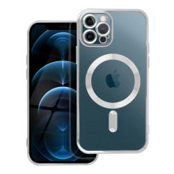   Electro Mag iPhone 12 Pro Magsafe kompatibilis kameravédős hátlap, tok, ezüst-átlátszó