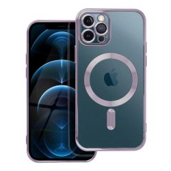   Electro Mag iPhone 12 Pro Magsafe kompatibilis kameravédős hátlap, tok, lila-átlátszó
