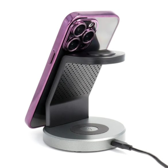 Electro Mag iPhone 12 Pro Magsafe kompatibilis kameravédős hátlap, tok, lila-átlátszó
