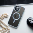 Electro Mag iPhone 12 Pro Max Magsafe kompatibilis kameravédős hátlap, tok, kék-átlátszó