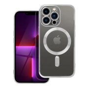   Electro Mag iPhone 13 Pro Magsafe kompatibilis kameravédős hátlap, tok, ezüst-átlátszó