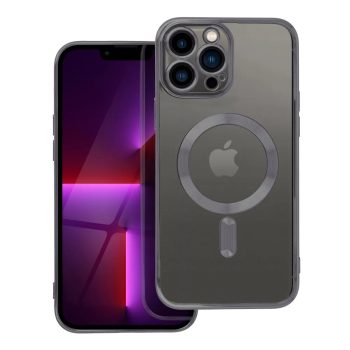   Electro Mag iPhone 13 Pro Max MagSafe kameravédős hátlap, tok, fekete-átlátszó