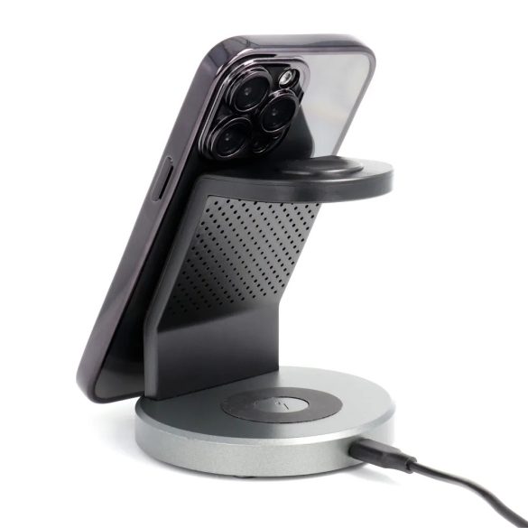 Electro Mag iPhone 13 Pro Max Magsafe kompatibilis kameravédős hátlap, tok, fekete-átlátszó