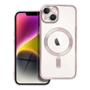   Electro Mag iPhone 14 Magsafe kompatibilis kameravédős hátlap, tok, rozé arany-átlátszó