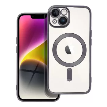   Electro Mag iPhone 14 MagSafe kameravédős hátlap, tok, fekete-átlátszó