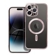   Electro Mag iPhone 14 Pro Magsafe kompatibilis kameravédős hátlap, tok, ezüst-átlátszó