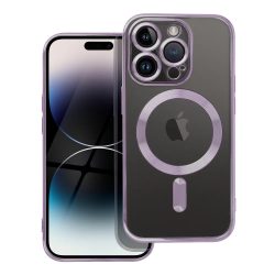   Electro Mag iPhone 14 Pro Magsafe kompatibilis kameravédős hátlap, tok, lila-átlátszó