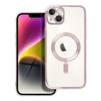   Electro Mag iPhone 14 Plus MagSafe kameravédős hátlap, tok, rozé arany-átlátszó