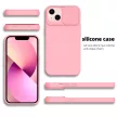 Slide Case iPhone 15 szilikon hátlap, tok, világos rózsaszín