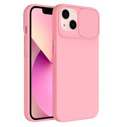   Slide Case iPhone 15 Plus szilikon hátlap, tok, világos rózsaszín