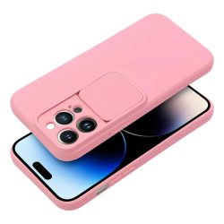   Slide Case iPhone 15 Pro szilikon hátlap, tok, világos rózsaszín