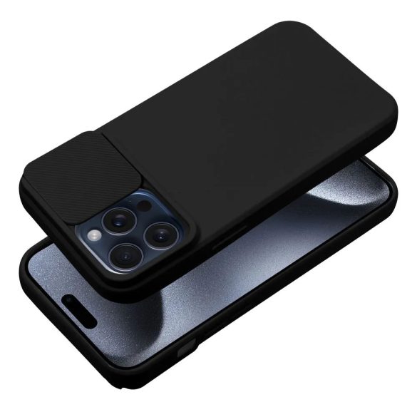 Slide Case iPhone 15 Pro Max szilikon hátlap, tok, fekete