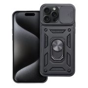   Slide Camera Armor Case iPhone 15 Pro Max ütésálló hátlap, tok, fekete