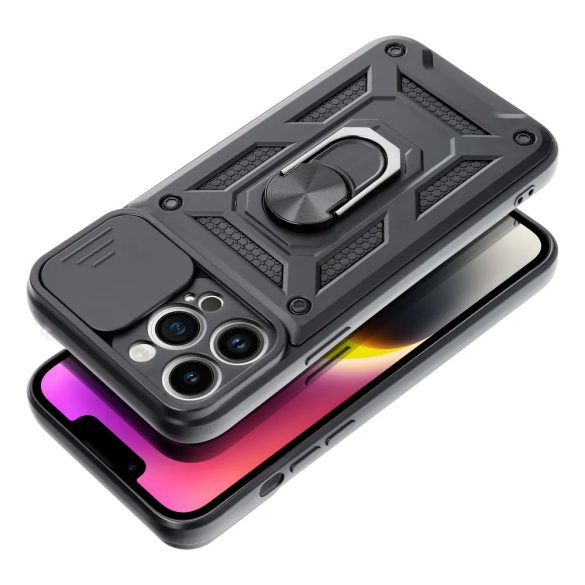 Slide Camera Armor Case iPhone 15 Plus ütésálló hátlap, tok, fekete