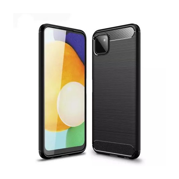 Carbon Case Flexible Samsung Galaxy A22 4G hátlap, tok, fekete