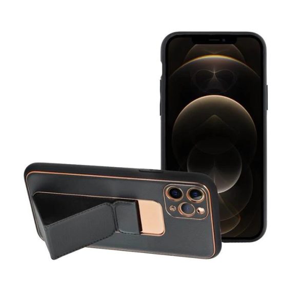 Leather Case Kickstand iPhone 11 Pro hátlap, tok, fekete