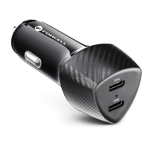 Forcell CC50-2C univerzális autós töltő, 2xUSB-C (20W) fekete