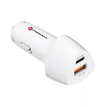   Forcell CC50-1A1C univerzális autós töltő,USB (18W)+USB-C (20W), fehér