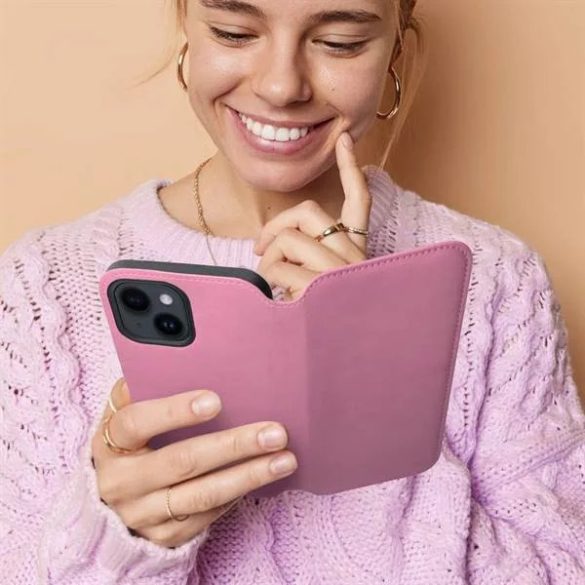 Dual Pocket Xiaomi Redmi 13C/Poco C65 oldalra nyíló tok, világos rózsaszín