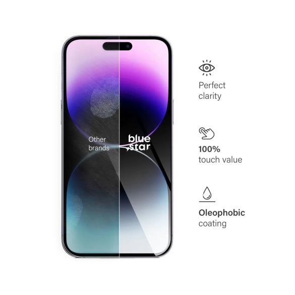 Blue Star iPhone 14 Pro Max kijelzővédő edzett üvegfólia (tempered glass) 9H keménységű (nem teljes kijelzős 2D sík üvegfólia), átlátszó