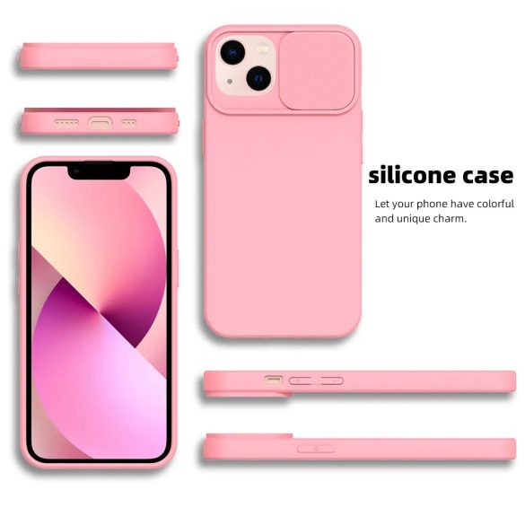 Slide Case iPhone 14 Pro Max szilikon hátlap, tok, világos rózsaszín