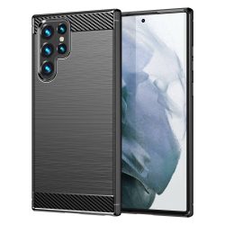   Carbon Case Flexible Samsung Galaxy S23 Ultra hátlap, tok fekete