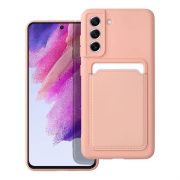   Card Case Silicone Samsung Galaxy S23 Ultra hátlap, tok rózsaszín
