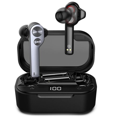 UiiSii TWS808 Bluetooth sztereó headset akkumulátoros töltő tokkal, Apple és Android kompatibilis, fekete