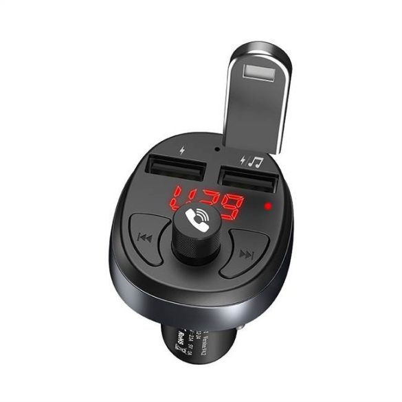 Hoco E41 univerzális FM Bluetooth Transmiter autós töltő, 2xUSB, fekete