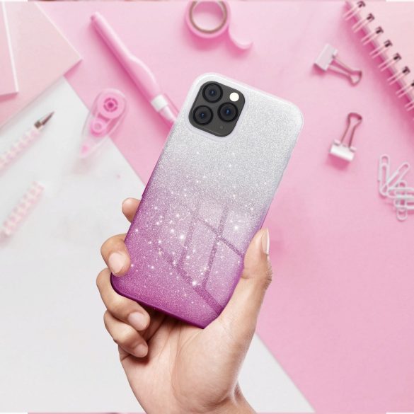 Glitter 3in1 Case Samsung Galaxy A72 4G/5G hátlap, tok, ezüst-rózsaszín