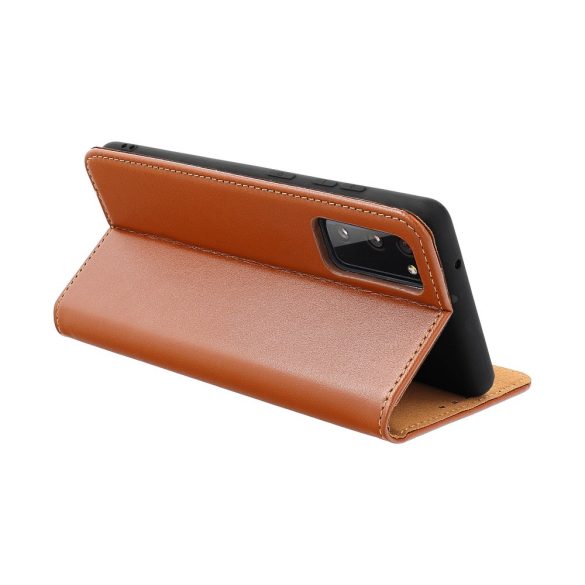 Genuine Leather Smart Pro iPhone 13 eredeti bőr oldalra nyíló tok, barna
