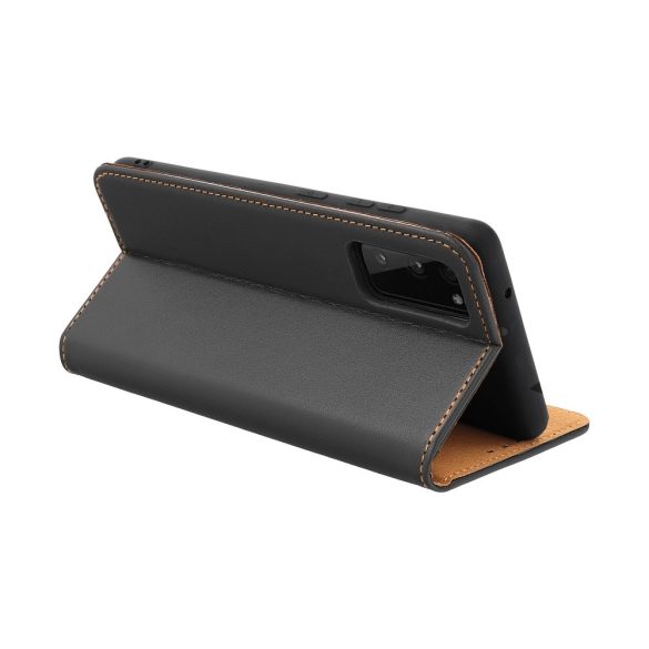 Genuine Leather Smart Pro iPhone 13 Pro Max eredeti bőr oldalra nyíló tok, fekete