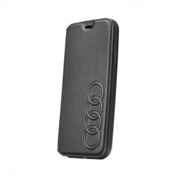   Audi Leather Folio Case iPhone Xr oldalra nyíló tok, fekete
