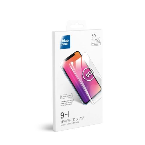 Blue Star iPhone 13 Mini 5D Full Cuver teljes kijelzős edzett üvegfólia (tempered glass), 9H keménységű, tokbarát, fekete