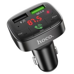   Hoco E59 univerzális QC3.0 Bluetooth FM Transmiter, autós szivargyujtó töltő, 2xUSB, 18W, fekete