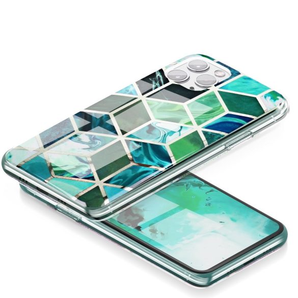 Marble Cosmo 08 iPhone 12 Mini márvány mintás, hátlap, tok, zöld