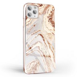   Forcell Marble Cosmo 09 iPhone 12 Mini márvány mintás, hátlap, tok, barna