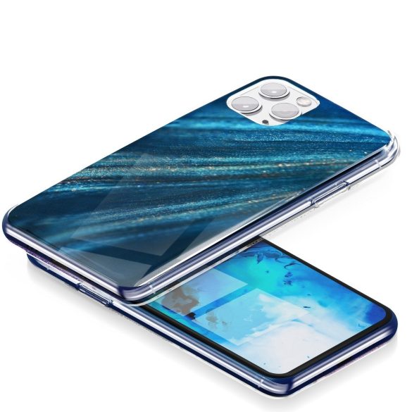 Marble Cosmo iPhone 12 Pro Max márvány mintás, hátlap, tok, sötétkék