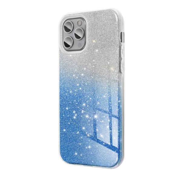 Glitter 3in1 Case Samsung Galaxy A12 hátlap, tok, ezüst-kék