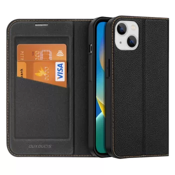   Dux Ducis Skin X2 oldalra nyíló tok iPhone 14 Plus tok patenttal, fekete