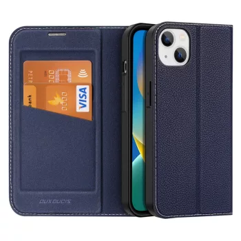   Dux Ducis Skin X2 oldalra nyíló tok iPhone 14 Plus tok patenttal, kék