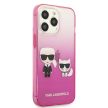 Karl Lagerfeld KLHCP13LTGKCP Gradient Ikonik Karl & Choupette iPhone 13/13 Pro 6.1" hátlap, tok, rózsaszín