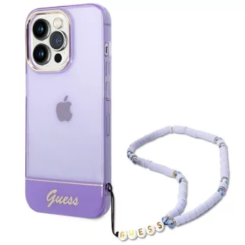   Guess GUHCP14LHGCOHU iPhone 14 Pro 6.1" hátlap, tok Translucent Pearl Strap, lila