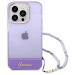 Guess GUHCP14LHGCOHU iPhone 14 Pro 6.1" hátlap, tok Translucent Pearl Strap, lila