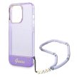 Guess GUHCP14LHGCOHU iPhone 14 Pro 6.1" hátlap, tok Translucent Pearl Strap, lila