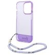Guess GUHCP14LHGCOHU iPhone 14 Pro 6.1" hátlap, tok Translucent Pearl Strap, lila